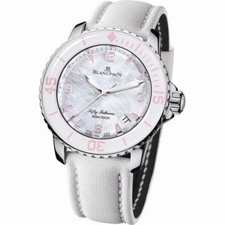 Swiss Luxury Replica Blancpain 50 Fathoms White Mother-of-Pearl Pink 5015-1144-52 Replica Watch